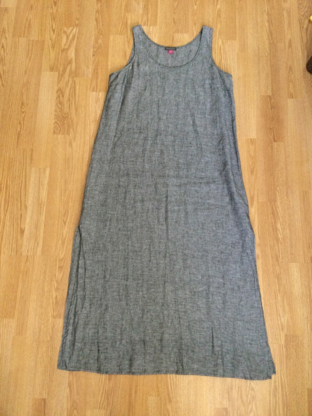 Vince Camuto Linen Sleeveless Maxi Dress Side Slits M Relaxed Fit Heather Gray